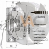 Generic 12" inch 300mm Cage/Guard Mounted Axial Three Phase 3ph Y Sucking 2 pole c/w flying lead - Image 2